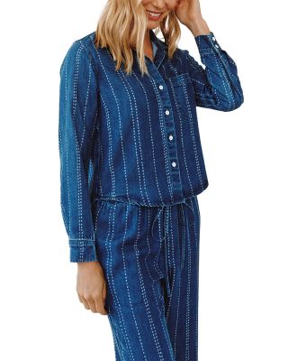 Long Sleeve Cropped Shirt & Drawstring Pants