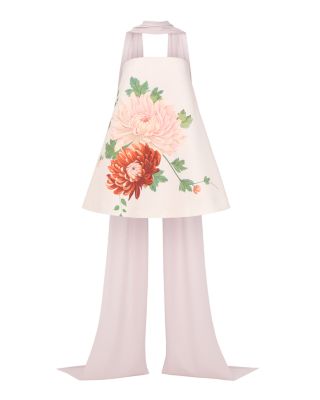 Ruby Satin Dress with Scarf