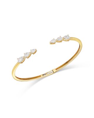 Luxe Collection Certified Lab Grown Diamond Pear Trio Bangle Bracelet in 14K Yellow Gold, 2.0 tcw