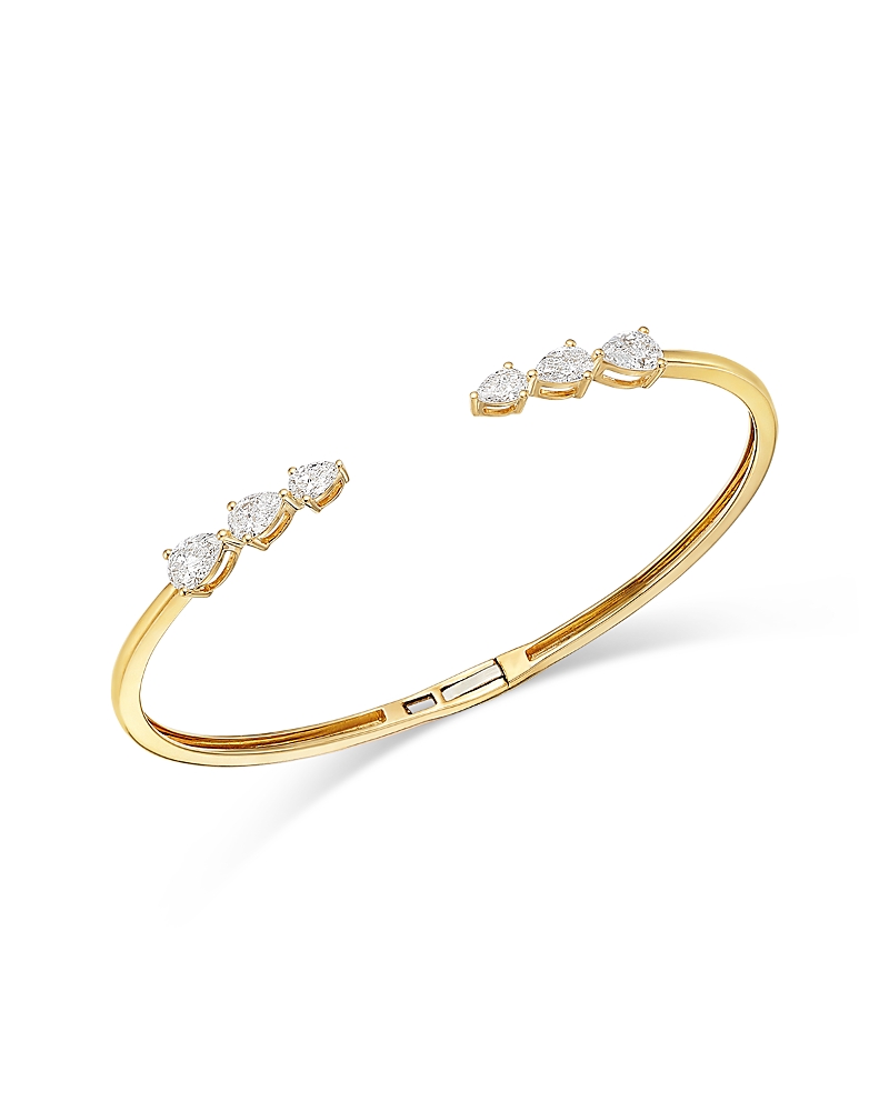 Bloomingdale's Fine Collection Luxe Collection Certified Lab Grown Diamond Pear Trio Bangle Bracelet in 14K Yellow Gold, 2.0 tcw · 7"