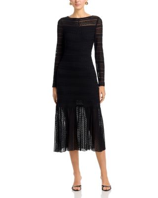 Boat Neck Lace Midi Dress