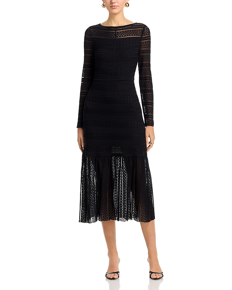 Misook Boat Neck Lace Midi Dress