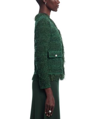 Eyelash Fringe Trim Knit Jacket