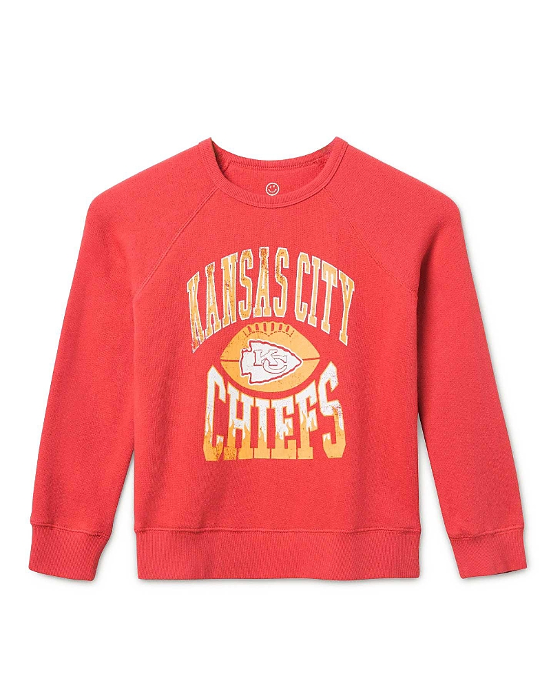 Junk Food Clothing Unisex Nfl Kansas City Chiefs Hot Route Raglan Fleece - Little Kid, Big Kid In Red
