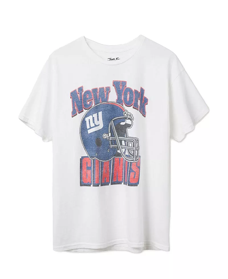 Junk Food Clothing Unisex Nfl New York Giants Throwback Helmet Flea Market Tee