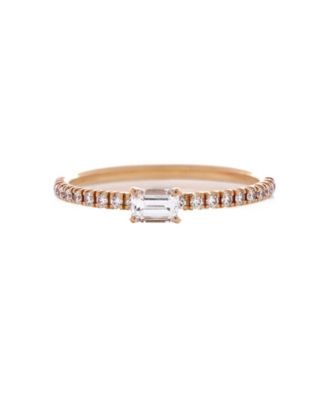  Etincelle de Cartier Solitaire Ring 18K Rose Gold with Emerald Cut Diamond and Pave Diamonds