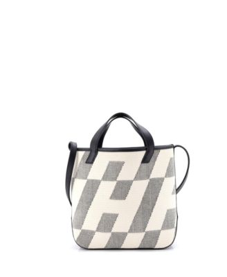 27 Cabas H en Biais Tote Canvas with Leather