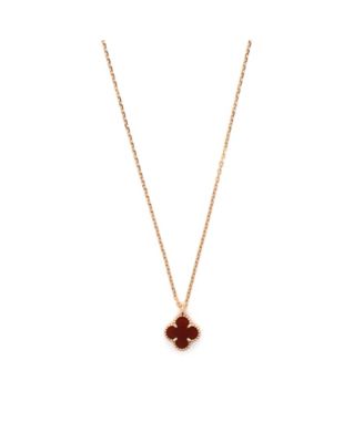  Sweet Alhambra Pendant Necklace 18K Rose Gold and Carnelian, 15.25 - 16"