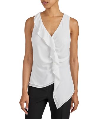  Tyra Sleeveless Top with Asymmetric Ruffles