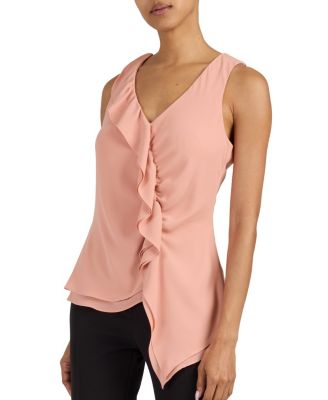  Tyra Sleeveless Top with Asymmetric Ruffles