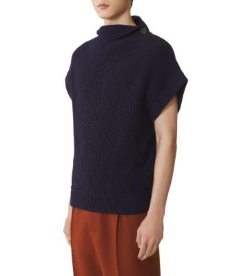  Diamond Detail Sleeveless Wool Sweater