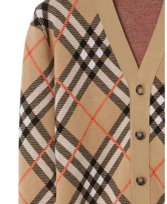 Check Wool Mohair Blend Cardigan