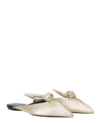 Women&#39;s Midnight Step Bow Mule in Metallic Leather
