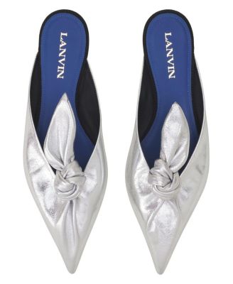 Women's Midnight Step Bow Mule in Metallic Leather