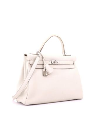 Kelly 32 Handbag Light Togo with Palladium Hardware