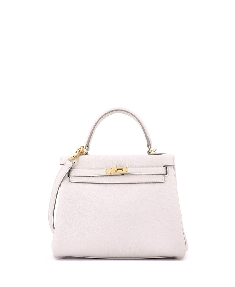 Pre-Owned HERMES Kelly 25 Handbag Light Togo with Gold Hardware
