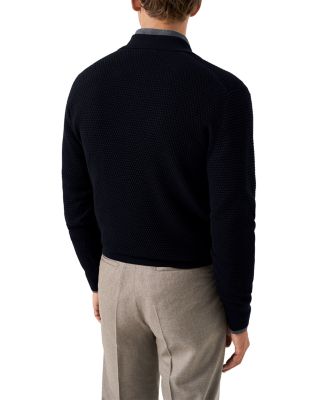 Merino Popcorn Stitch Polo Sweater