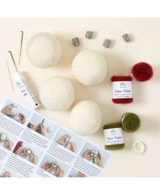  Set of 4 Festive Ornaments Beginners Needle by Felted Sky