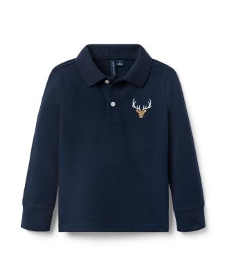 Unisex Embroidered Deer Pique Polo