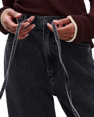 Phoebe Drawstring High Rise Wide Leg Jeans in Anglique