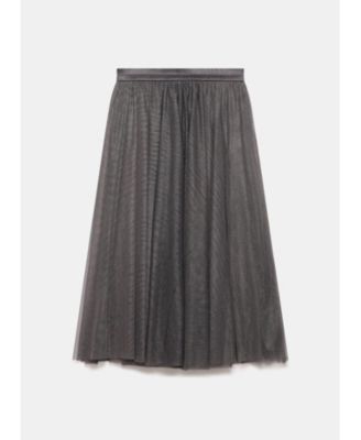  Women's Metallic Tulle Midi Skirt