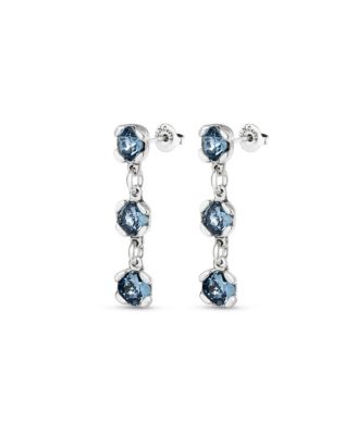 Blue Crystal Drop Stud Earrings