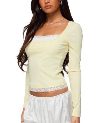 Joana Layered Lacey Henley Top