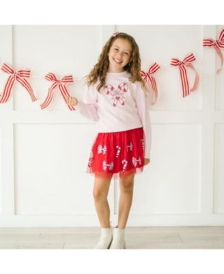 Girls' Candy Cane Patch Christmas Sweatshirt - Big Kid