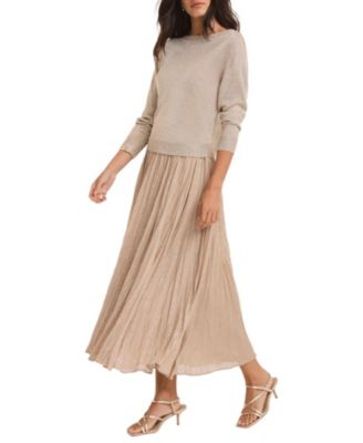  Women's Metallic Knit Layered Sweater Dress