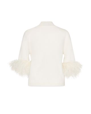 Feather Cuff Short Sleeve Sweater