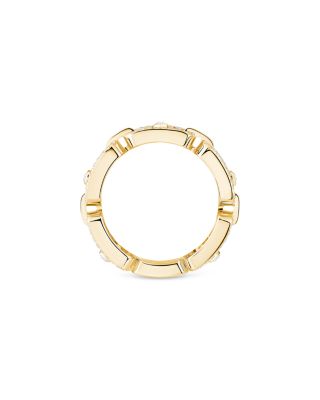 18K Yellow Gold Move Link Diamond Pav&eacute; Chain Ring