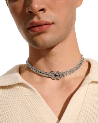 Sterling Silver Love Knot Double Strand Chain Necklace