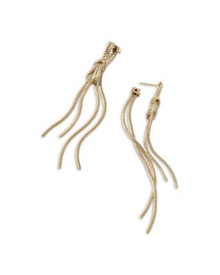 14K Yellow Gold Love Knot Chain Drop Earrings