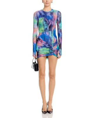 Mirza Long Sleeve Ruched Skirt Dress