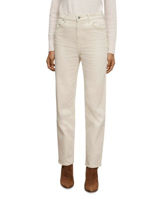 Leah Mid Rise Straight Jeans in Ecru