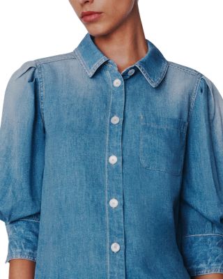 Denim Look Puffed Sleeve Shirt