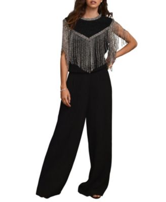  Women's Embellished Fringe Detail Top