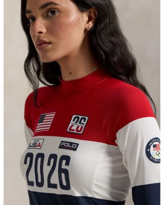 Team USA Stretch Jersey Mock Neck Top