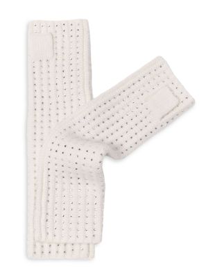 Rhinestone Embellished Wool Fingerless Mittens
