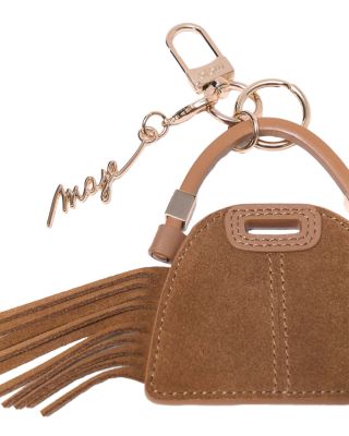 Miss M Fringed Suede Mini Mirror Bag Charm 