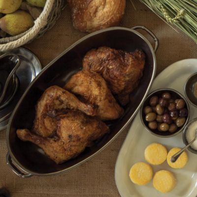 Pewter Stoneware 15.5" Shallow Baker