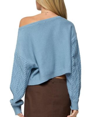 Oversized Off Shoulder Cable Knit Sweater