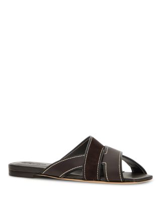 Women's Leather & Suede Slide Sandals