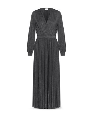 Pleated Metallic Threaded Dress