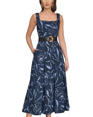 Belted Square Neck Dress