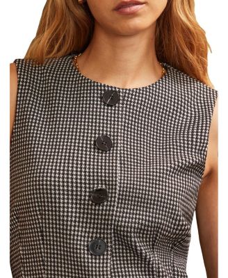 Round Neck Houndstooth Waistcoat