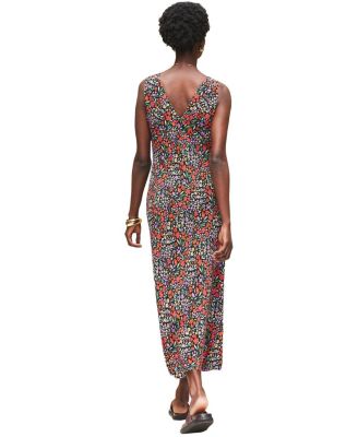 Sleeveless Ditsy V-Neck Midi Dress