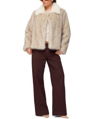 Contrast Collar Faux Fur Jacket