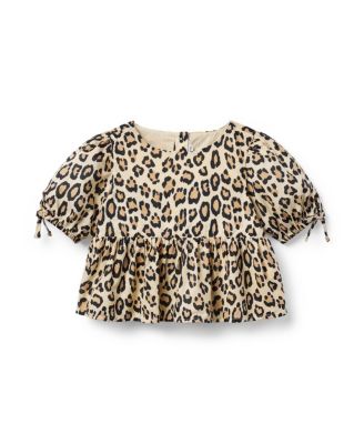 Girls' Leopard Puff Sleeve Peplum Top - Baby, Little Kid, Big Kid
