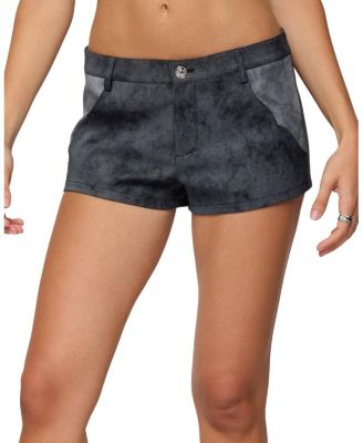  Rhiley Contrast Faux Suede Micro Shorts